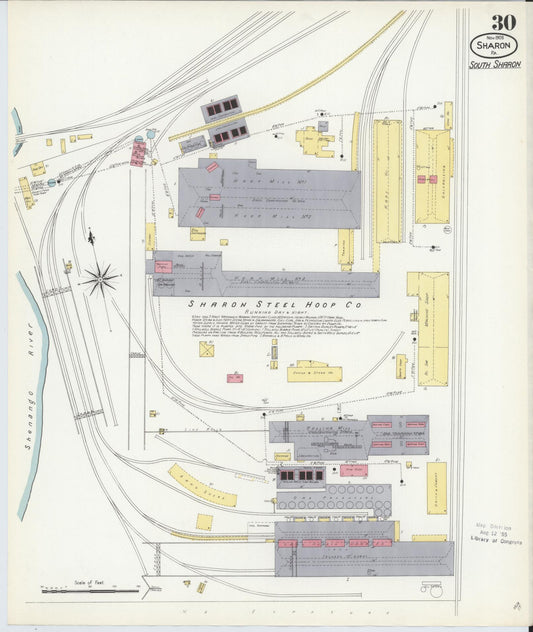 Sanborn Fire Insurance Map from Sharon, Mercer County, Pennsylvania (1908), Sheet #0030 - Historic Sanborn Fire Insurance Map Print, vintage old map wall art, antique decor, genealogy gift, Pennsylvania Pennsylvania map