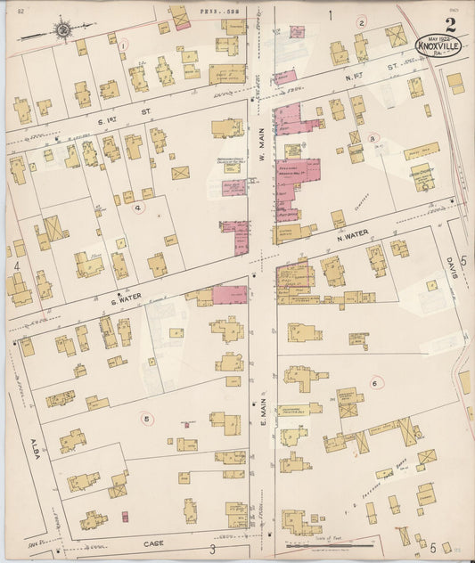Sanborn Fire Insurance Map from Knoxville, Tioga County, Pennsylvania (1934), Sheet #0002 - Historic Sanborn Fire Insurance Map Print, vintage old map wall art, antique decor, genealogy gift, Pennsylvania Pennsylvania map