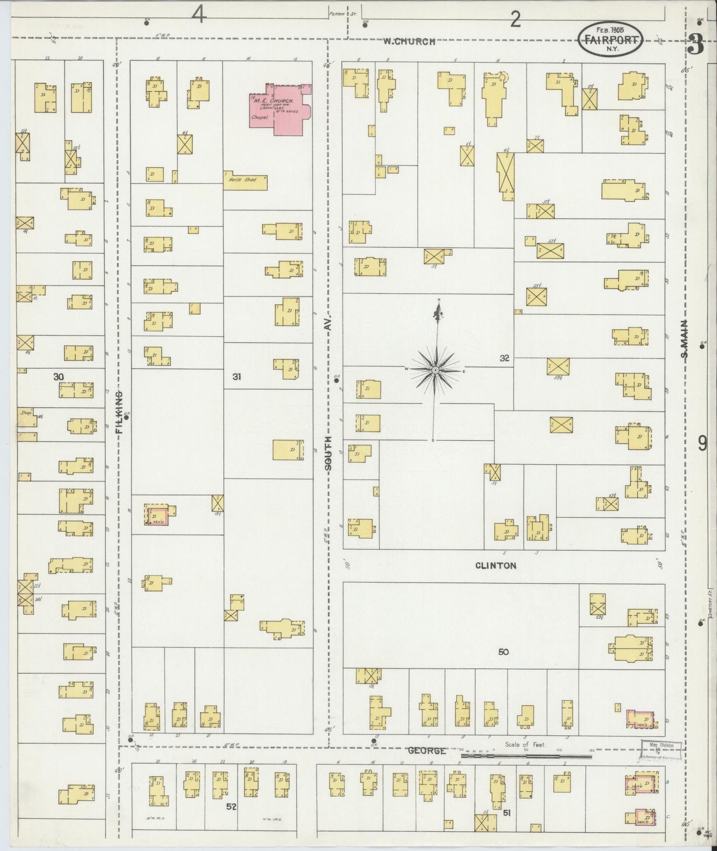 Sanborn Fire Insurance Map from Fairport, Monroe County, New York (1905), Sheet #0003 - Historic Sanborn Fire Insurance Map Print, vintage old map wall art, antique decor, genealogy gift, New York New York map