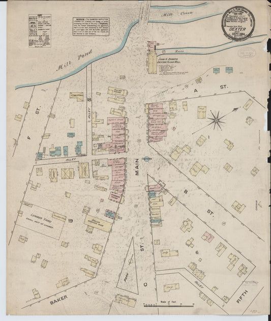 Sanborn Fire Insurance Map from Dexter, Washtenaw County, Michigan (1884), Sheet #0001 - Historic Sanborn Fire Insurance Map Print, vintage old map wall art, antique decor, genealogy gift, Michigan Michigan map
