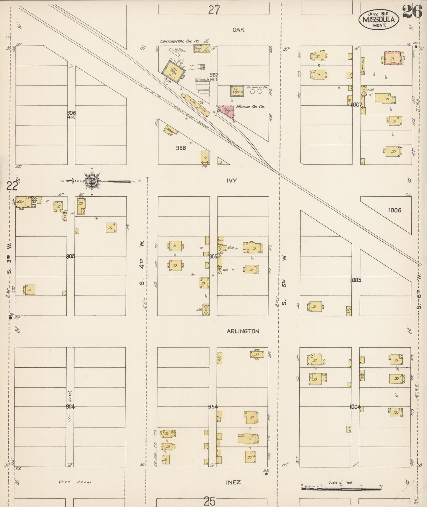 Sanborn Fire Insurance Map from Missoula, Missoula County, Montana (1912), Sheet #0026 - Complete Map Set gallery image, historic Sanborn map, vintage wall art, Montana Montana