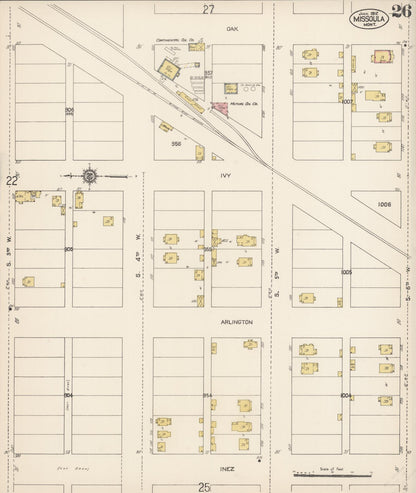 Sanborn Fire Insurance Map from Missoula, Missoula County, Montana (1912), Sheet #0026 - Complete Map Set gallery image, historic Sanborn map, vintage wall art, Montana Montana