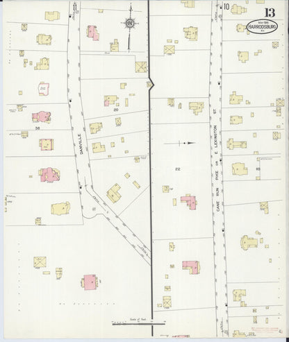 Sanborn Fire Insurance Map from Harrodsburg, Mercer County, Kentucky (1914), Sheet #0013 - Complete Map Set gallery image, historic Sanborn map, vintage wall art, Kentucky Kentucky
