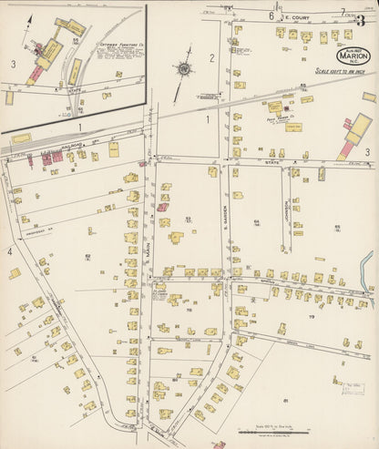 Sanborn Fire Insurance Map from Marion, Mcdowell County, North Carolina (1922), Sheet #0003 - Complete Map Set gallery image, historic Sanborn map, vintage wall art, North Carolina North Carolina