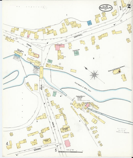 Sanborn Fire Insurance Map from Randolph, Orange County, Vermont (1905), Sheet #0002 - Historic Sanborn Fire Insurance Map Print, vintage old map wall art, antique decor, genealogy gift, Vermont Vermont map