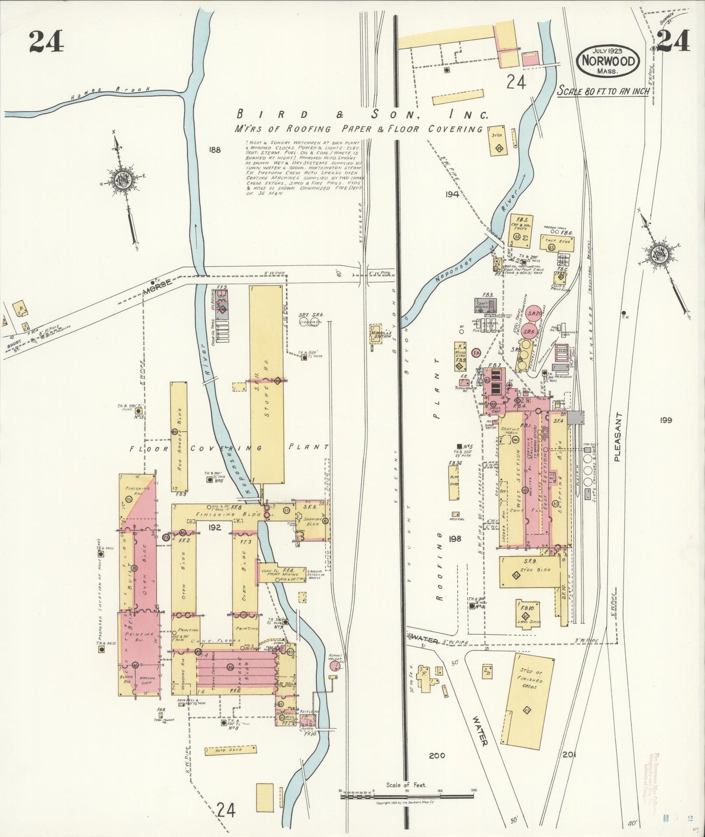 Sanborn Fire Insurance Map from Norwood, Norfolk County, Massachusetts (1923), Sheet #0024 - Complete Map Set gallery image, historic Sanborn map, vintage wall art, Massachusetts Massachusetts