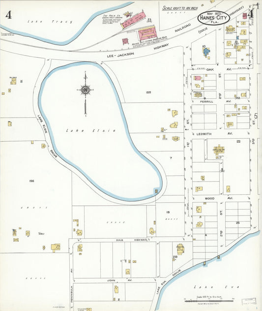 Sanborn Fire Insurance Map from Haines City, Polk County, Florida (1923), Sheet #0004 - Historic Sanborn Fire Insurance Map Print, vintage old map wall art, antique decor, genealogy gift, Florida Florida map