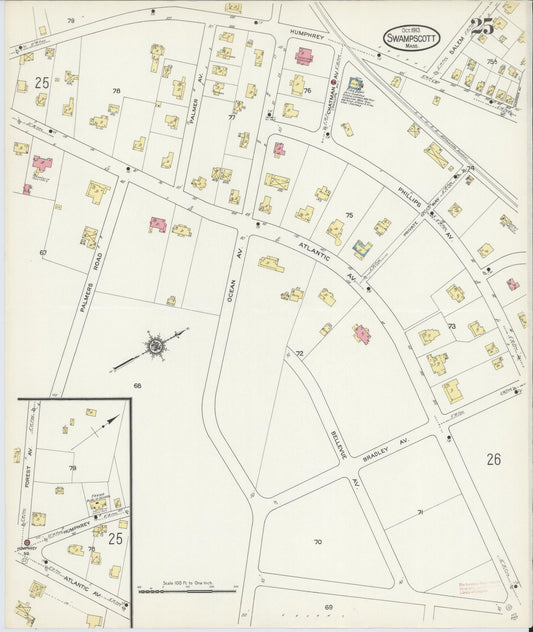 Sanborn Fire Insurance Map from Swampscott, Essex County, Massachusetts (1913), Sheet #0025 - Historic Sanborn Fire Insurance Map Print, vintage old map wall art, antique decor, genealogy gift, Massachusetts Massachusetts map