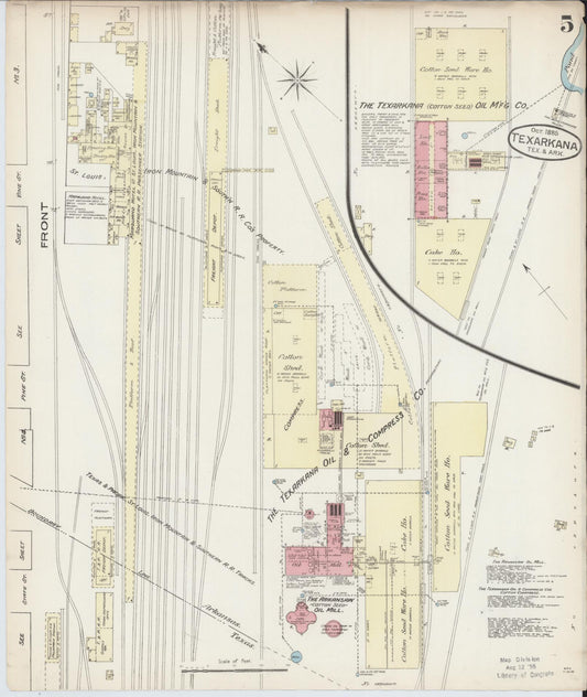 Sanborn Fire Insurance Map from Texarkana, Bowie County, Texas (1885), Sheet #0005 - Historic Sanborn Fire Insurance Map Print, vintage old map wall art, antique decor, genealogy gift, Texas Texas map