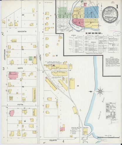 Sanborn Fire Insurance Map from Stoughton, Dane County, Wisconsin (1898), Sheet #0001 - Complete Map Set gallery image, historic Sanborn map, vintage wall art, Wisconsin Wisconsin