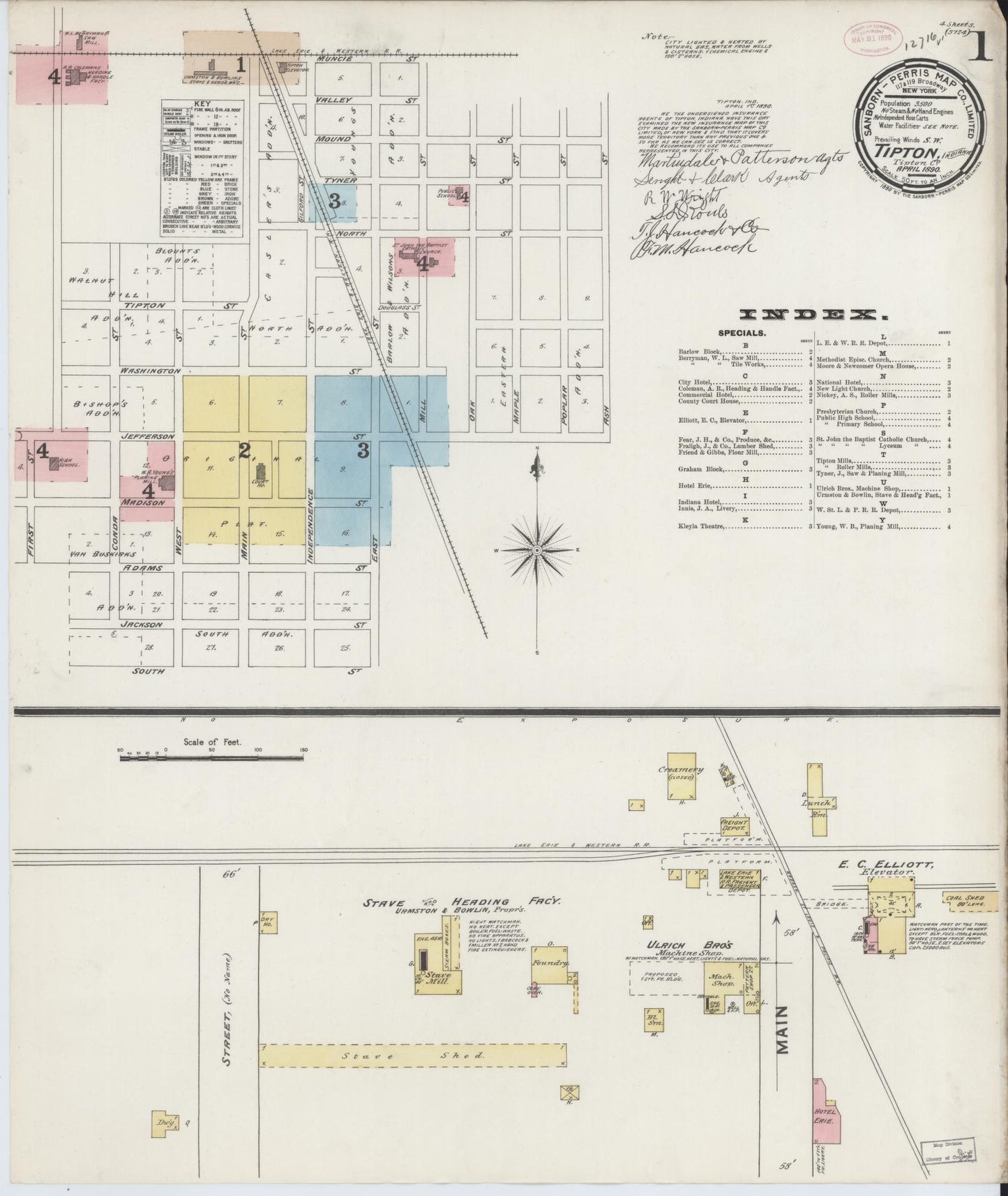 Sanborn Fire Insurance Map from Tipton, Tipton County, Indiana (1890), Sheet #0001 - Complete Map Set gallery image, historic Sanborn map, vintage wall art, Indiana Indiana