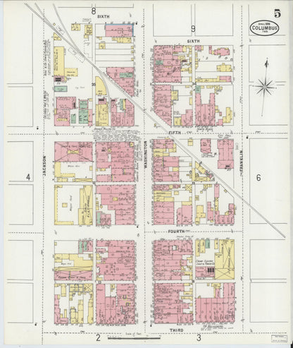Sanborn Fire Insurance Map from Columbus, Bartholomew County, Indiana (1898), Sheet #0005 - Complete Map Set gallery image, historic Sanborn map, vintage wall art, Indiana Indiana