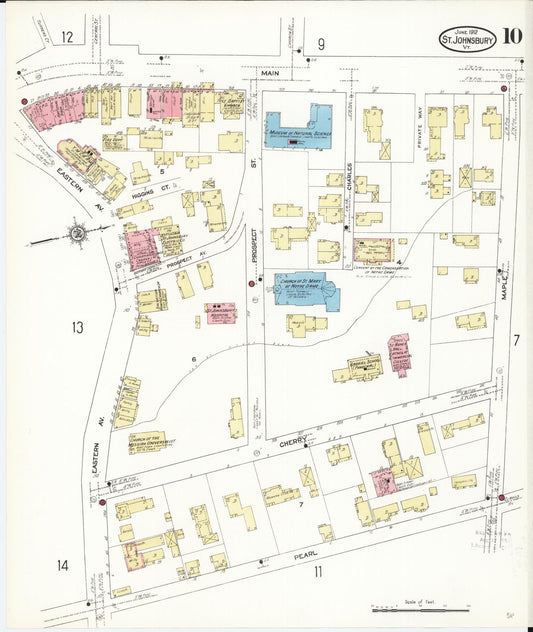 Sanborn Fire Insurance Map from Saint Johnsbury, Caledonia County, Vermont (1912), Sheet #0010 - Historic Sanborn Fire Insurance Map Print, vintage old map wall art, antique decor, genealogy gift, Vermont Vermont map