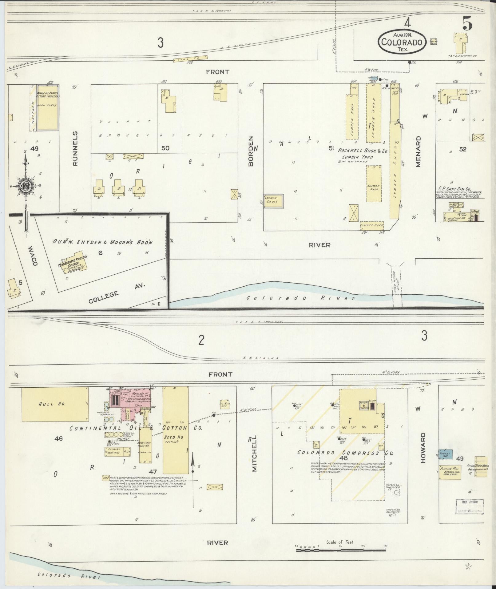 Sanborn Fire Insurance Map from Colorado, Mitchell County, Texas (1914), Sheet #0005 - Complete Map Set gallery image, historic Sanborn map, vintage wall art, Colorado Colorado