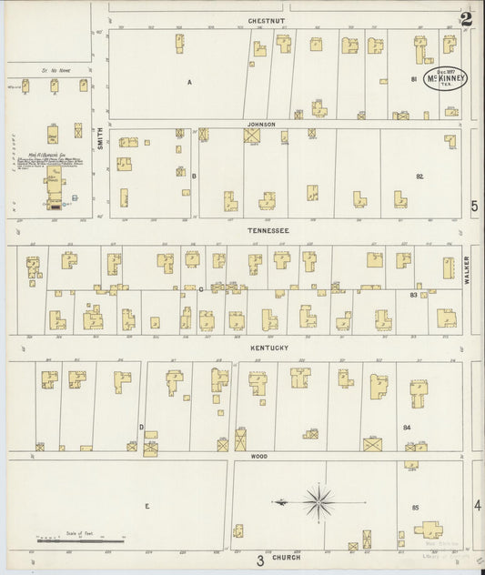 Sanborn Fire Insurance Map from McKinney, Collin County, Texas (1897), Sheet #0002 - Historic Sanborn Fire Insurance Map Print, vintage old map wall art, antique decor, genealogy gift, Texas Texas map