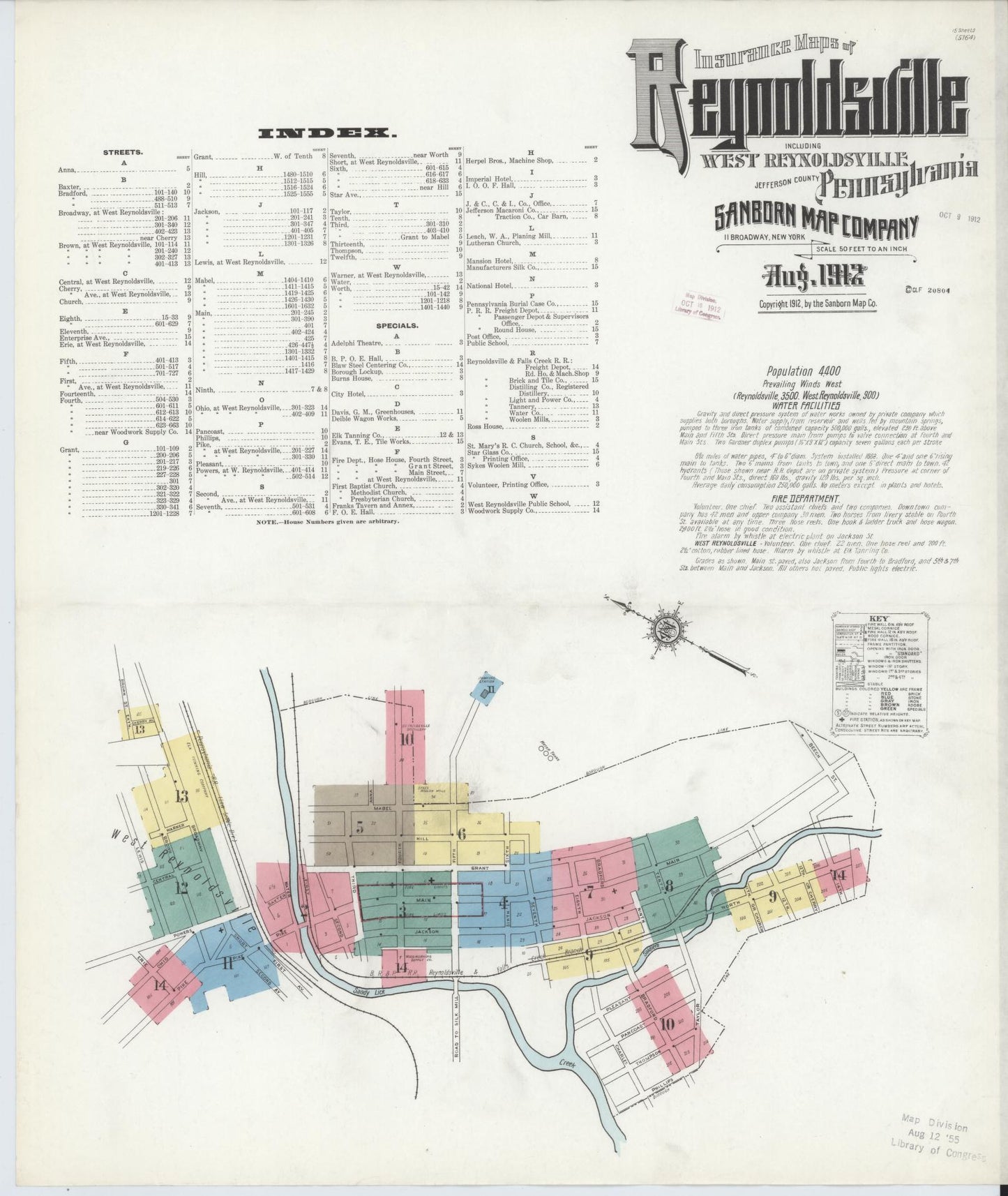 Sanborn Fire Insurance Map from Reynoldsville, Jefferson County, Pennsylvania (1912), Sheet #0001 - Complete Map Set gallery image, historic Sanborn map, vintage wall art, Pennsylvania Pennsylvania
