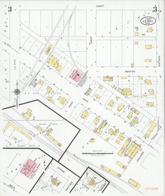 Sanborn Fire Insurance Map from Le Roy, Mower County, Minnesota (1927), Sheet #0003 - Historic Sanborn Fire Insurance Map Print, vintage old map wall art, antique decor, genealogy gift, Minnesota Minnesota map