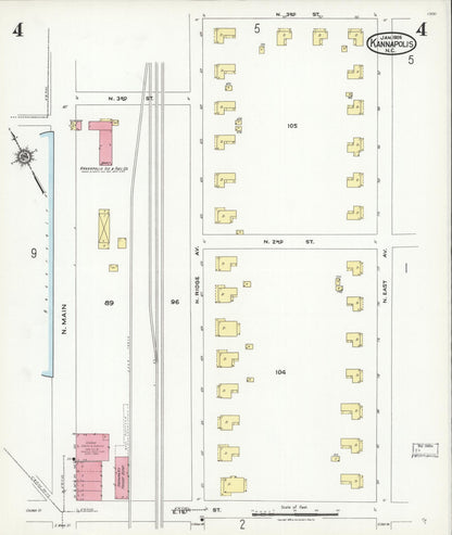 Sanborn Fire Insurance Map from Kannapolis, Rowan And Cabarrus Counties, North Carolina (1926), Sheet #0004 - Complete Map Set gallery image, historic Sanborn map, vintage wall art, North Carolina North Carolina