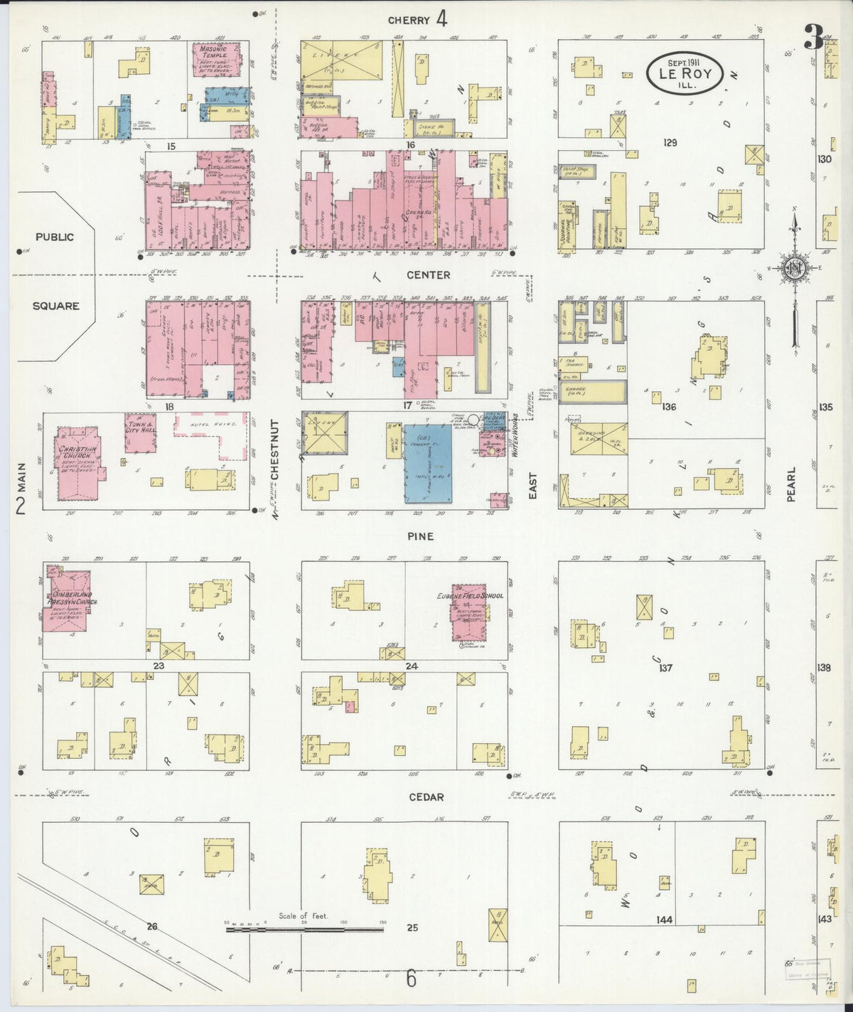 Sanborn Fire Insurance Map from Leroy, McLean County, Illinois (1911), Sheet #0003 - Complete Map Set gallery image, historic Sanborn map, vintage wall art, Illinois Illinois