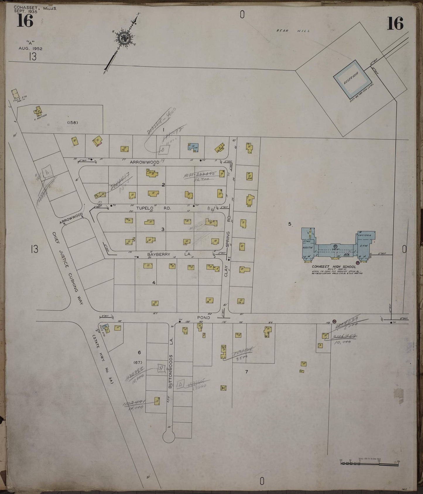 Sanborn Fire Insurance Map from Cohasset, Norfolk County, Massachusetts (1952), Sheet #0016 - Complete Map Set gallery image, historic Sanborn map, vintage wall art, Massachusetts Massachusetts