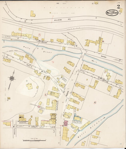 Sanborn Fire Insurance Map from Wells River, Orange County, Vermont (1938), Sheet #0002 - Historic Sanborn Fire Insurance Map Print, vintage old map wall art, antique decor, genealogy gift, Vermont Vermont map