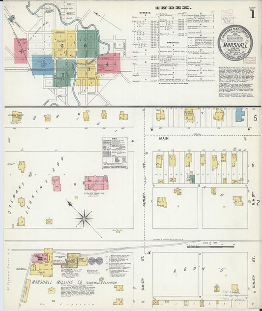 Sanborn Fire Insurance Map from Marshall, Lyon County, Minnesota (1902), Sheet #0001 - Historic Sanborn Fire Insurance Map Print, vintage old map wall art, antique decor, genealogy gift, Minnesota Minnesota map