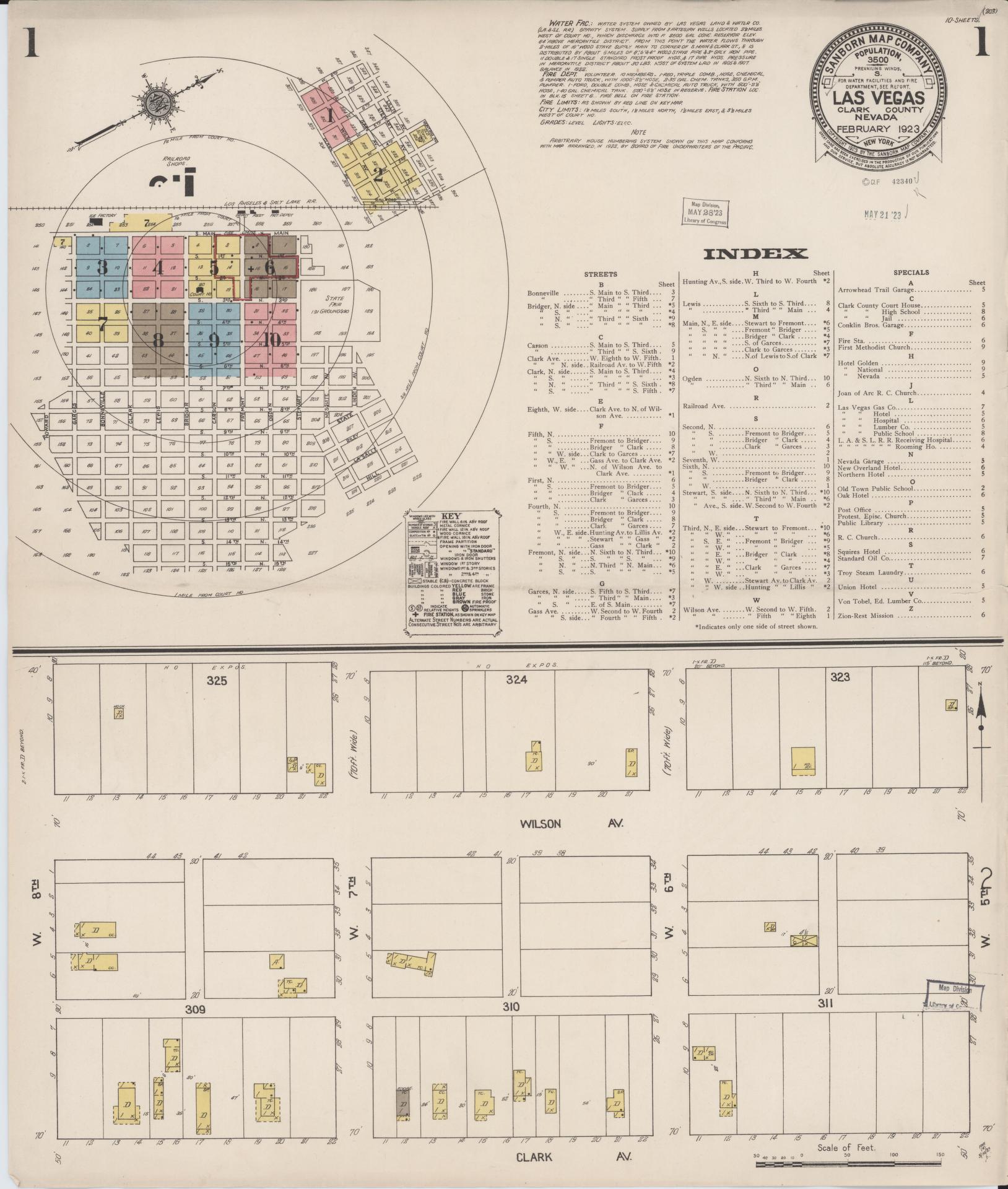 Sanborn Fire Insurance Map from Las Vegas, Clark County, Nevada. (1923) – Historic Sanborn Fire Insurance Map Print
