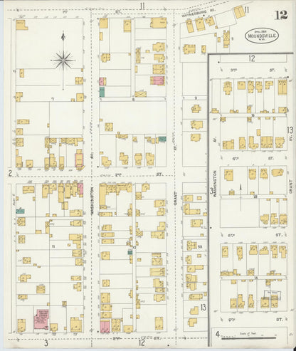 Sanborn Fire Insurance Map from Moundsville, Marshall County, West Virginia (1904), Sheet #0012 - Complete Map Set gallery image, historic Sanborn map, vintage wall art, West Virginia West Virginia