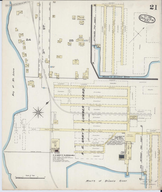 Sanborn Fire Insurance Map from Duluth, Saint Louis County, Minnesota (1885), Sheet #0021 - Historic Sanborn Fire Insurance Map Print, vintage old map wall art, antique decor, genealogy gift, Minnesota Minnesota map