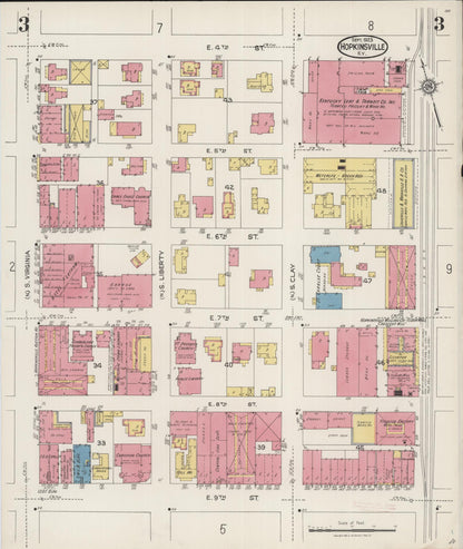 Sanborn Fire Insurance Map from Hopkinsville, Christian County, Kentucky (1923), Sheet #0003 - Complete Map Set gallery image, historic Sanborn map, vintage wall art, Kentucky Kentucky