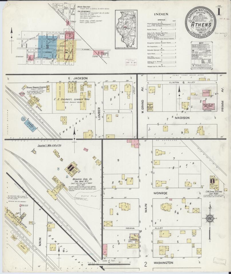 Sanborn Fire Insurance Map from Athens, Menard County, Illinois. (1914) – Map View
