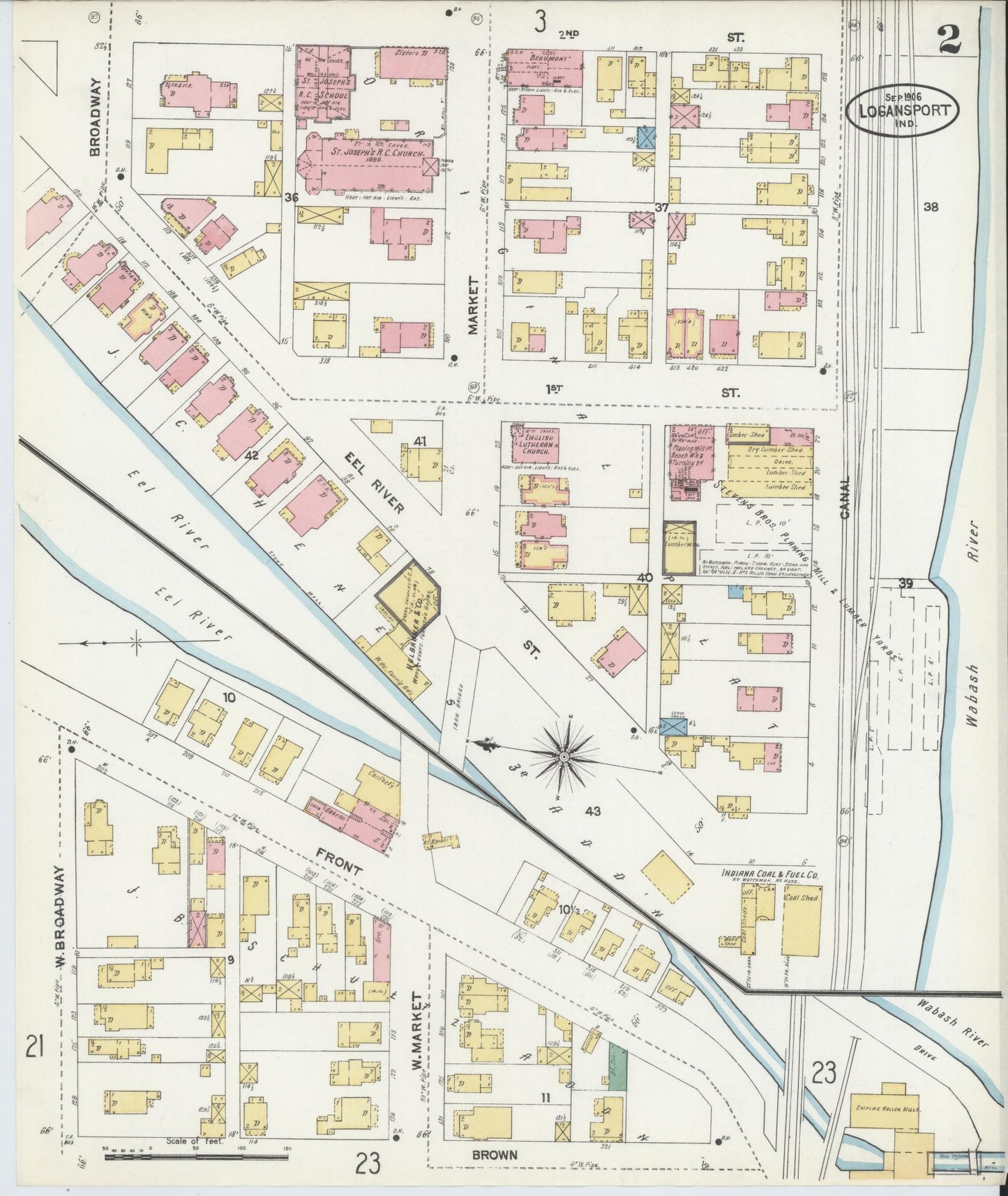 Sanborn Fire Insurance Map from Logansport, Cass County, Indiana (1906), Sheet #0002 - Historic Sanborn Fire Insurance Map Print, vintage old map wall art, antique decor, genealogy gift, Indiana Indiana map