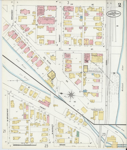 Sanborn Fire Insurance Map from Logansport, Cass County, Indiana (1906), Sheet #0002 - Historic Sanborn Fire Insurance Map Print, vintage old map wall art, antique decor, genealogy gift, Indiana Indiana map