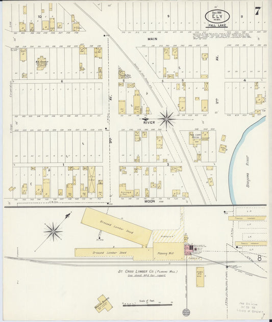 Sanborn Fire Insurance Map from Ely, Saint Louis County, Minnesota (1906), Sheet #0007 - Historic Sanborn Fire Insurance Map Print, vintage old map wall art, antique decor, genealogy gift, Minnesota Minnesota map