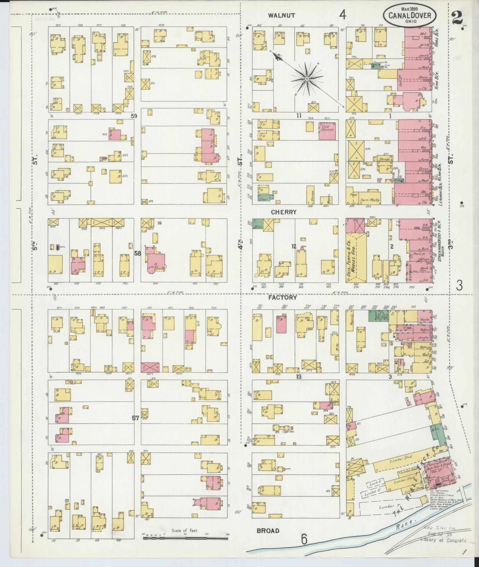 Sanborn Fire Insurance Map from Canal Dover, Tuscarawas County, Ohio (1899), Sheet #0002 - Historic Sanborn Fire Insurance Map Print, vintage old map wall art, antique decor, genealogy gift, Ohio Ohio map