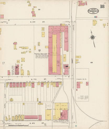 Sanborn Fire Insurance Map from Frederick, Frederick County, Maryland (1922), Sheet #0018 - Complete Map Set gallery image, historic Sanborn map, vintage wall art, Maryland Maryland