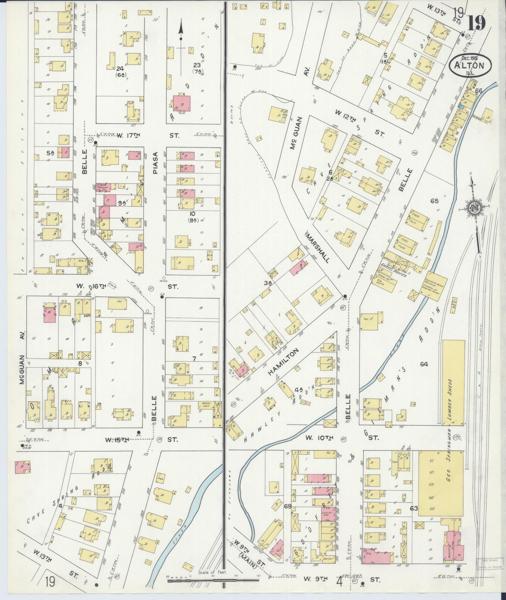 Sanborn Fire Insurance Map from Alton, Madison County, Illinois (1915), Sheet #0019 - Complete Map Set gallery image, historic Sanborn map, vintage wall art, Illinois Illinois