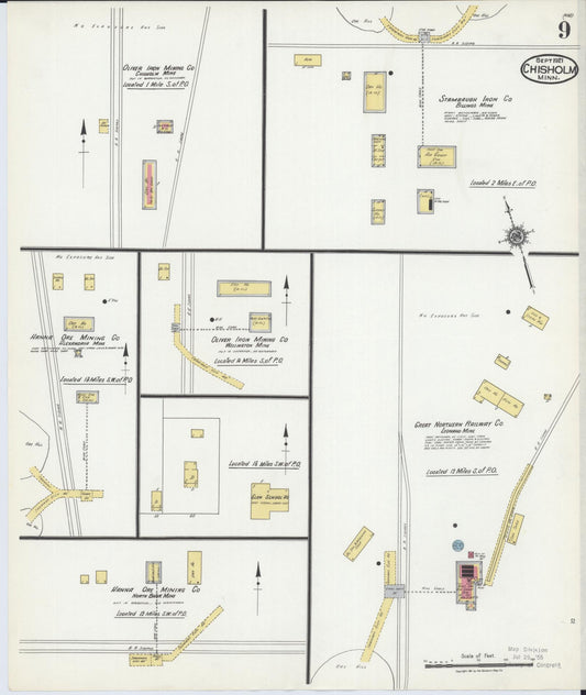 Sanborn Fire Insurance Map from Chisholm, Saint Louis County, Minnesota (1921), Sheet #0009 - Historic Sanborn Fire Insurance Map Print, vintage old map wall art, antique decor, genealogy gift, Minnesota Minnesota map