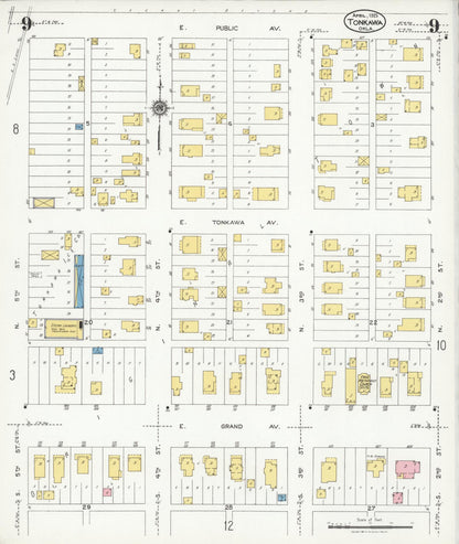 Sanborn Fire Insurance Map from Tonkawa, Kay County, Oklahoma (1925), Sheet #0009 - Complete Map Set gallery image, historic Sanborn map, vintage wall art, Oklahoma Oklahoma