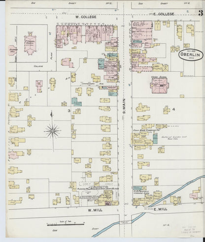 Sanborn Fire Insurance Map from Oberlin, Lorain County, Ohio (1888), Sheet #0003 - Historic Sanborn Fire Insurance Map Print, vintage old map wall art, antique decor, genealogy gift, Ohio Ohio map