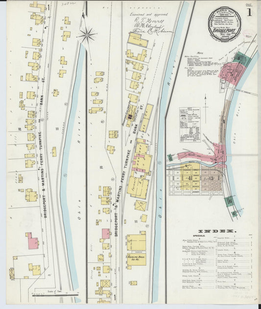 Sanborn Fire Insurance Map from Bridgeport, Belmont County, Ohio (1897), Sheet #0001 - Complete Map Set gallery image, historic Sanborn map, vintage wall art, Ohio Ohio