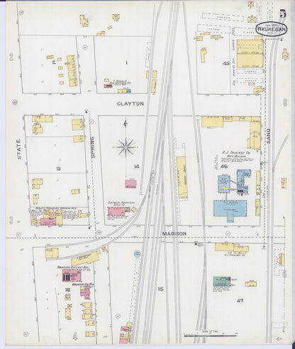 Sanborn Fire Insurance Map from Waukegan, Lake County, Illinois (1894), Sheet #0005 - Complete Map Set gallery image, historic Sanborn map, vintage wall art, Illinois Illinois