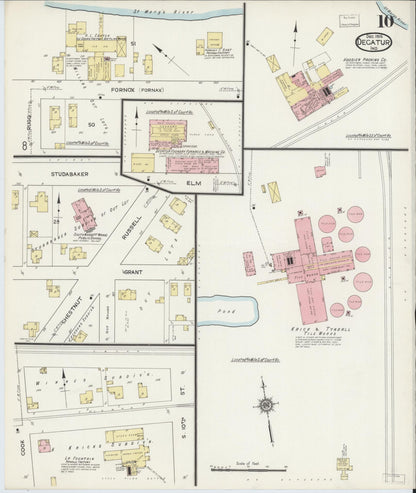 Sanborn Fire Insurance Map from Decatur, Adams County, Indiana (1914), Sheet #0010 - Complete Map Set gallery image, historic Sanborn map, vintage wall art, Indiana Indiana