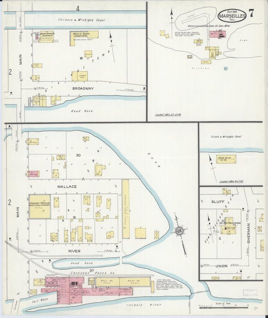 Sanborn Fire Insurance Map from Marseilles, La Salle County, Illinois (1913), Sheet #0007 - Historic Sanborn Fire Insurance Map Print, vintage old map wall art, antique decor, genealogy gift, Illinois Illinois map