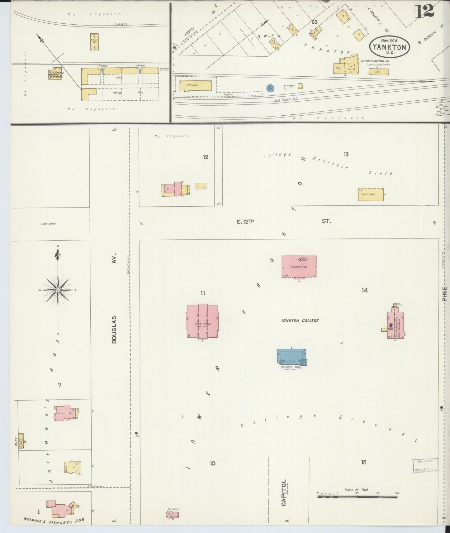 Sanborn Fire Insurance Map from Yankton, Yankton County, South Dakota (1903), Sheet #0011 - Complete Map Set gallery image, historic Sanborn map, vintage wall art, South Dakota South Dakota