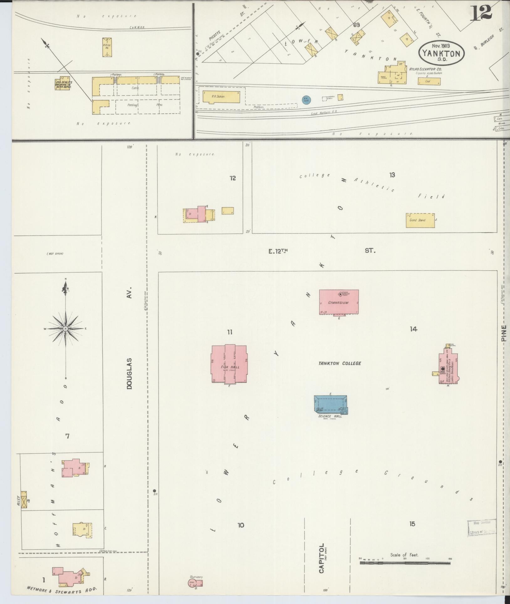 Sanborn Fire Insurance Map from Yankton, Yankton County, South Dakota (1903), Sheet #0011 - Complete Map Set gallery image, historic Sanborn map, vintage wall art, South Dakota South Dakota