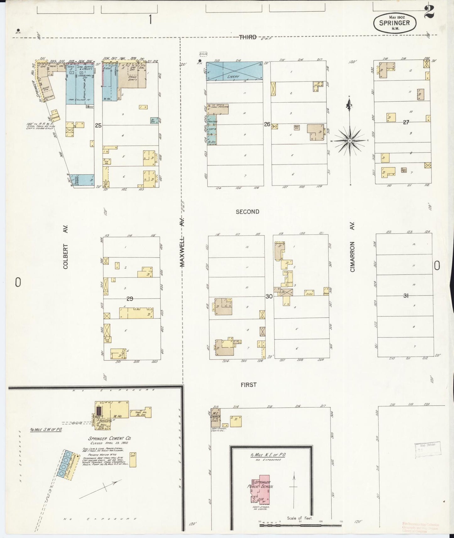 Sanborn Fire Insurance Map from Springer, Colfax County, New Mexico (1902), Sheet #0002 - Complete Map Set gallery image, historic Sanborn map, vintage wall art, New Mexico New Mexico