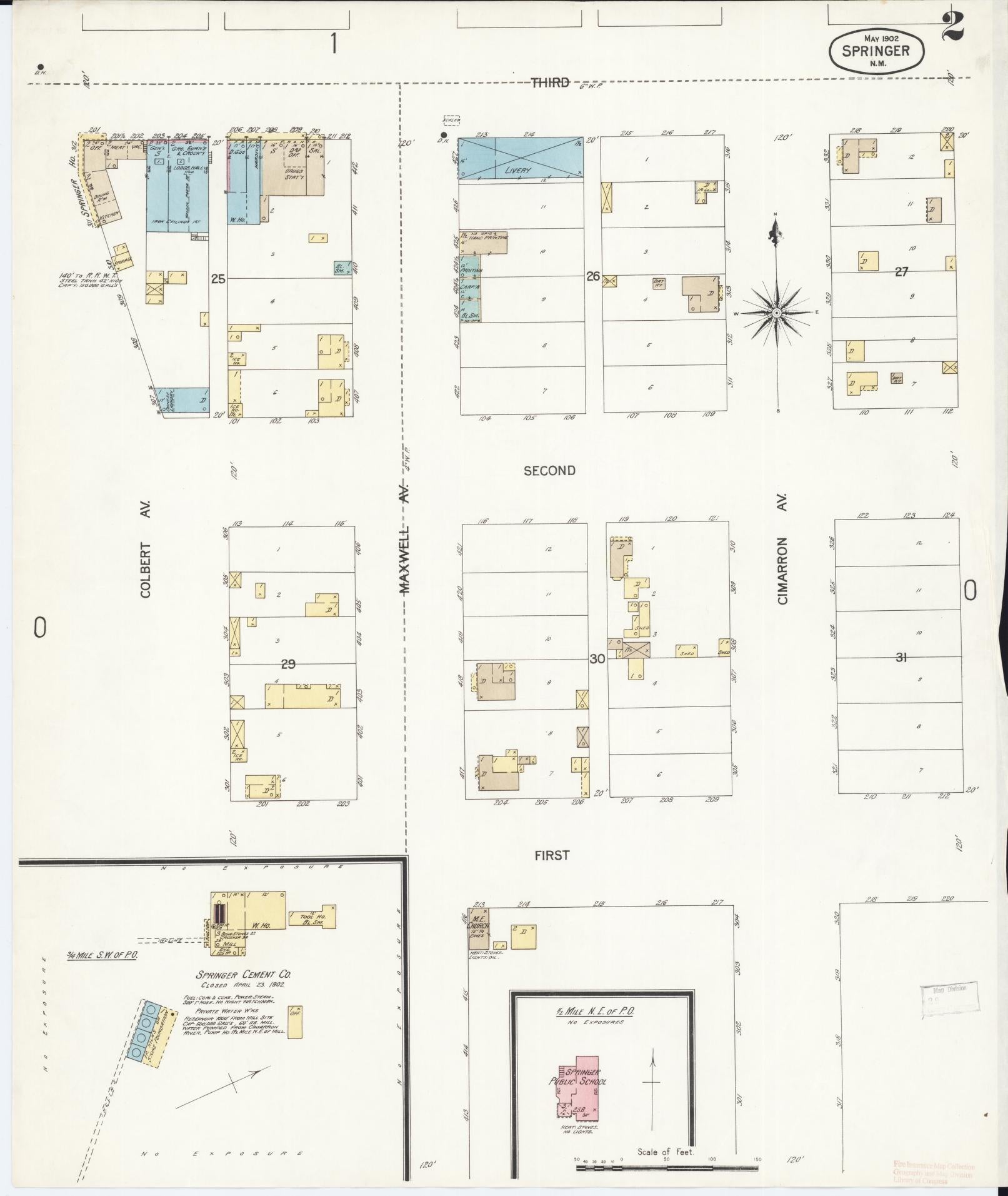 Sanborn Fire Insurance Map from Springer, Colfax County, New Mexico (1902), Sheet #0002 - Complete Map Set gallery image, historic Sanborn map, vintage wall art, New Mexico New Mexico
