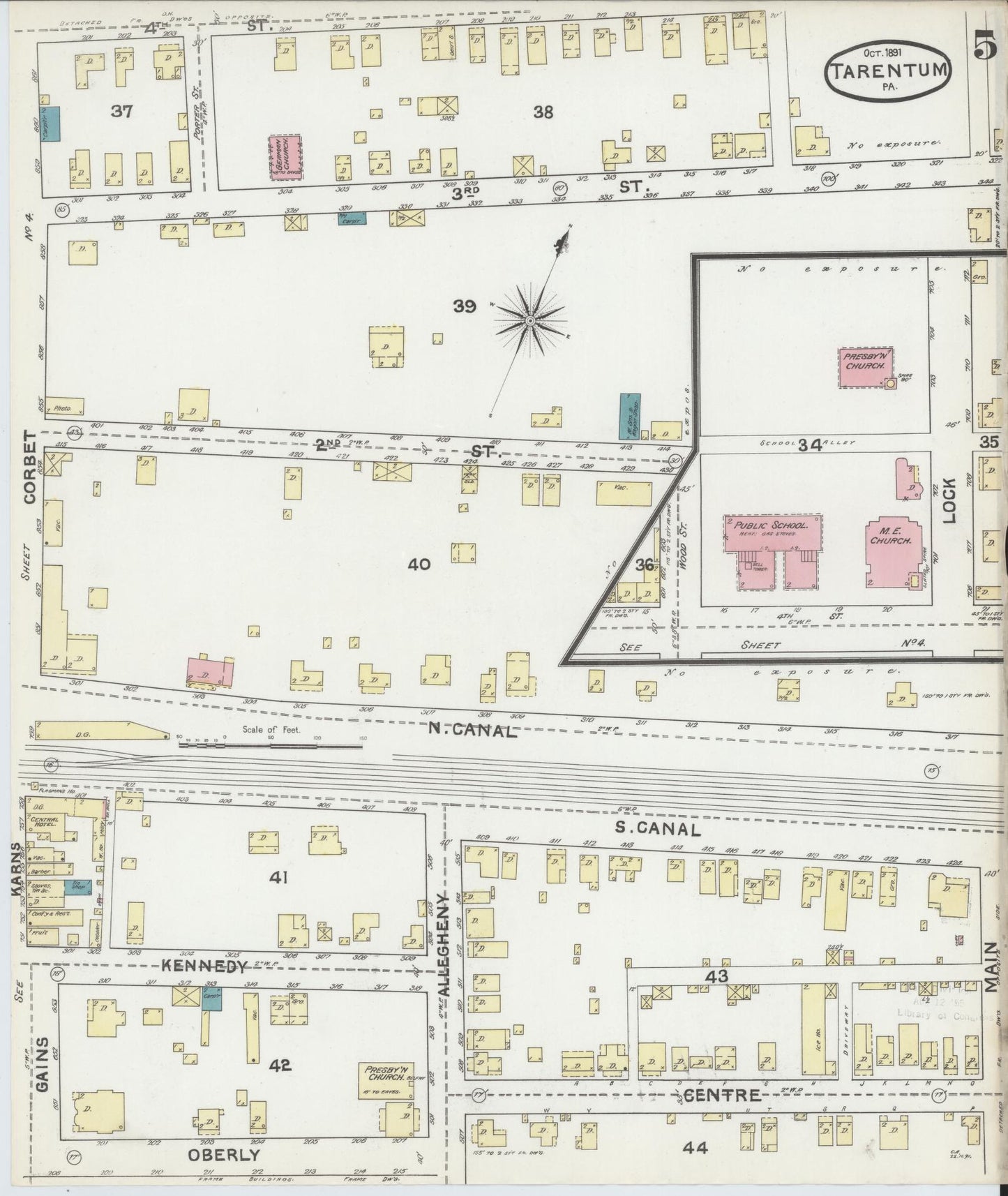 Sanborn Fire Insurance Map from Tarentum, Allegheny County, Pennsylvania (1891), Sheet #0005 - Complete Map Set gallery image, historic Sanborn map, vintage wall art, Pennsylvania Pennsylvania