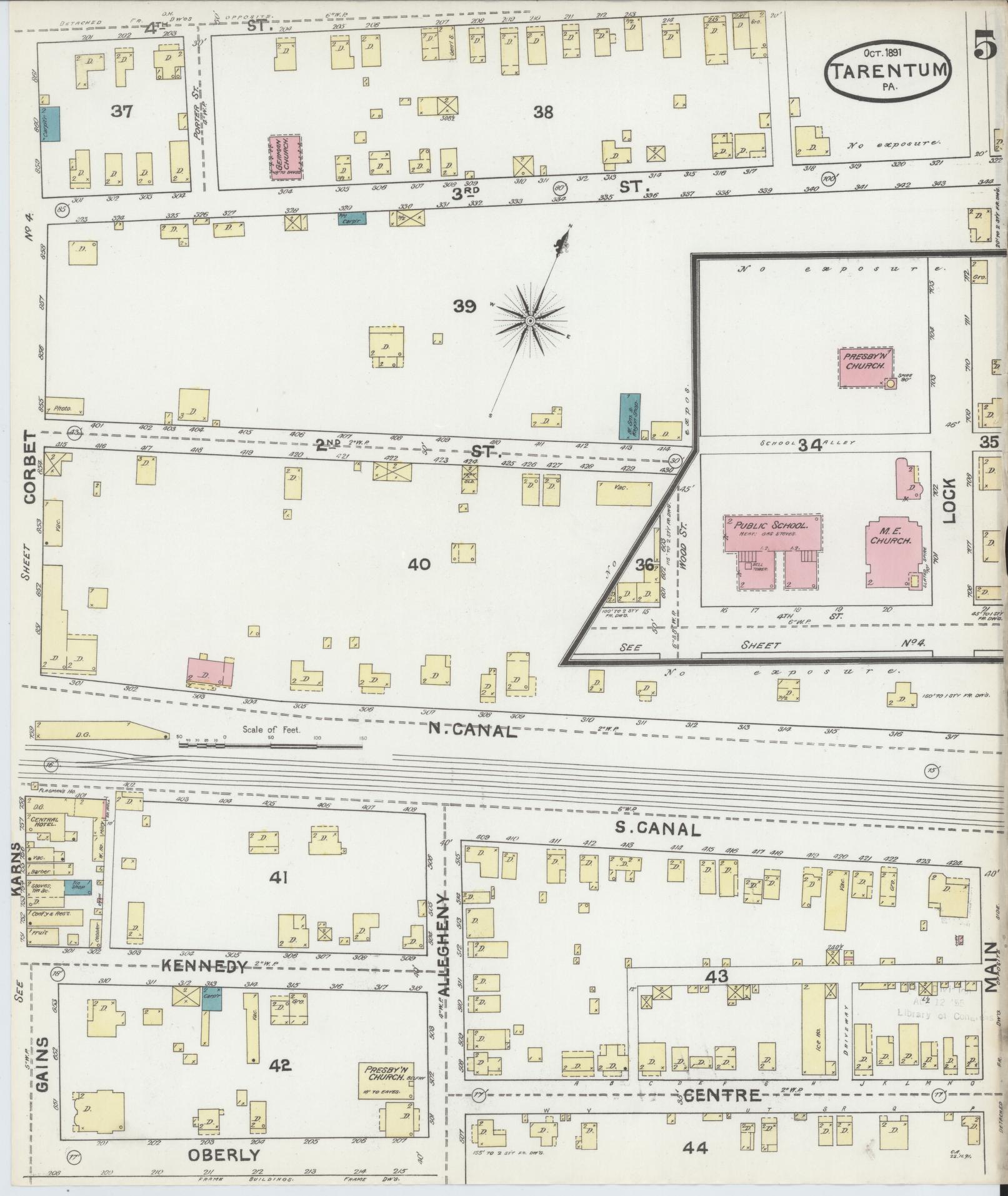 Sanborn Fire Insurance Map from Tarentum, Allegheny County, Pennsylvania (1891), Sheet #0005 - Complete Map Set gallery image, historic Sanborn map, vintage wall art, Pennsylvania Pennsylvania